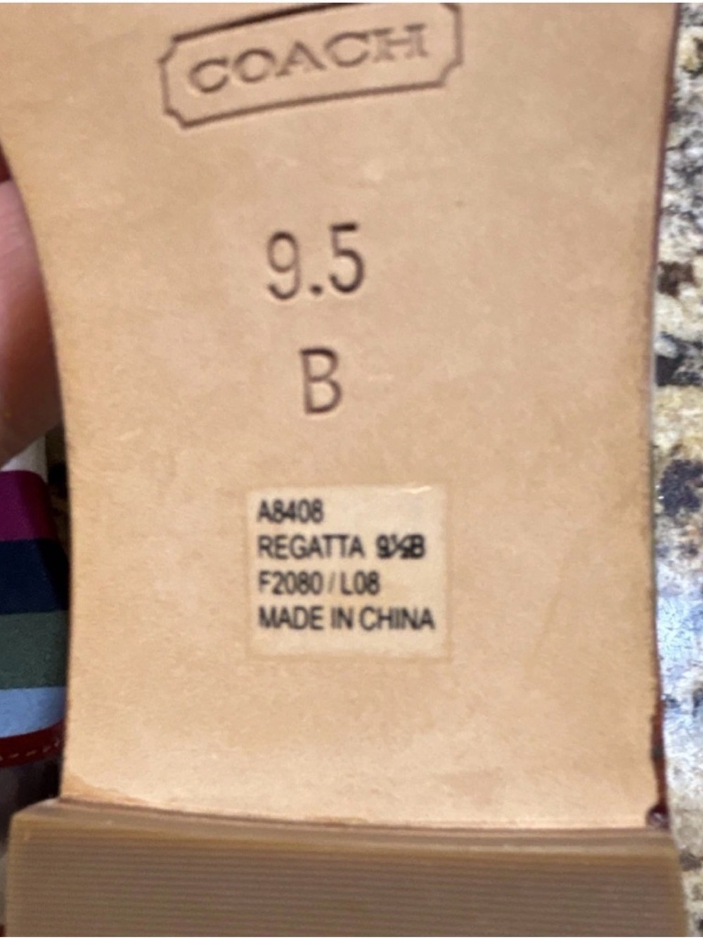 Coach Multicolor Striped Slide Sandals with Gold Turnlock - Picture 7 of 7